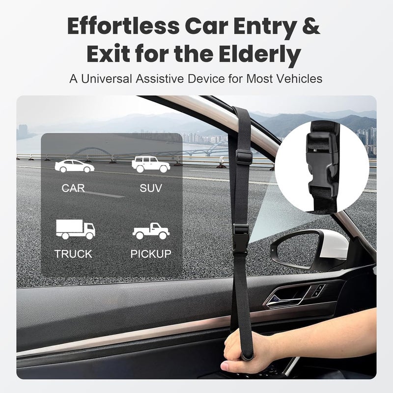 Gatnetly 2 Pack Car Handle Assist for Elderly, Auto Cane Portable Vehicle Support Handle, 3 in 1 Multifunctional Standing Mobility Aid Tool for Elderly, Car Strap with Nylon Band (Blue) - Image 5